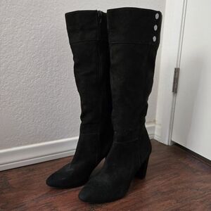 Jones New York Signature Black Faux Suede Knee High Heeled Boots